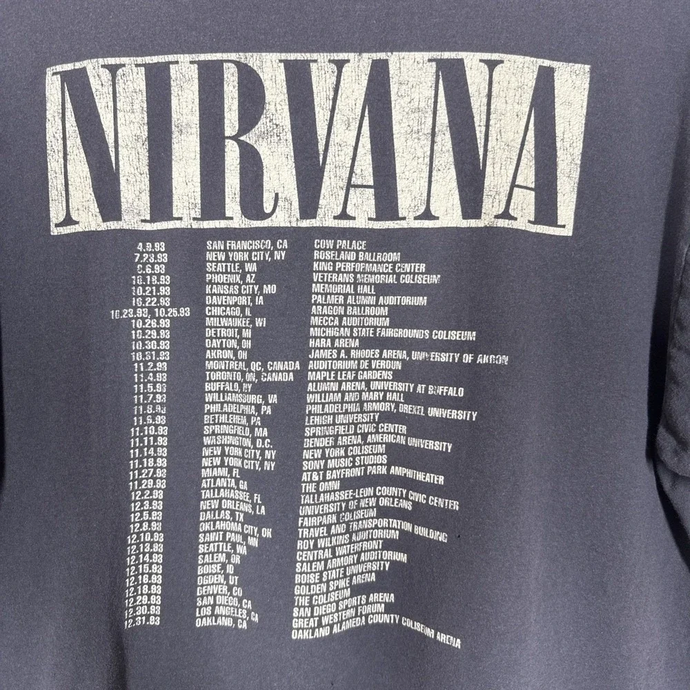 Nirvana In Utero Concert 1993 Men's sz XL (Repro 2016) Band Grunge Metal Music